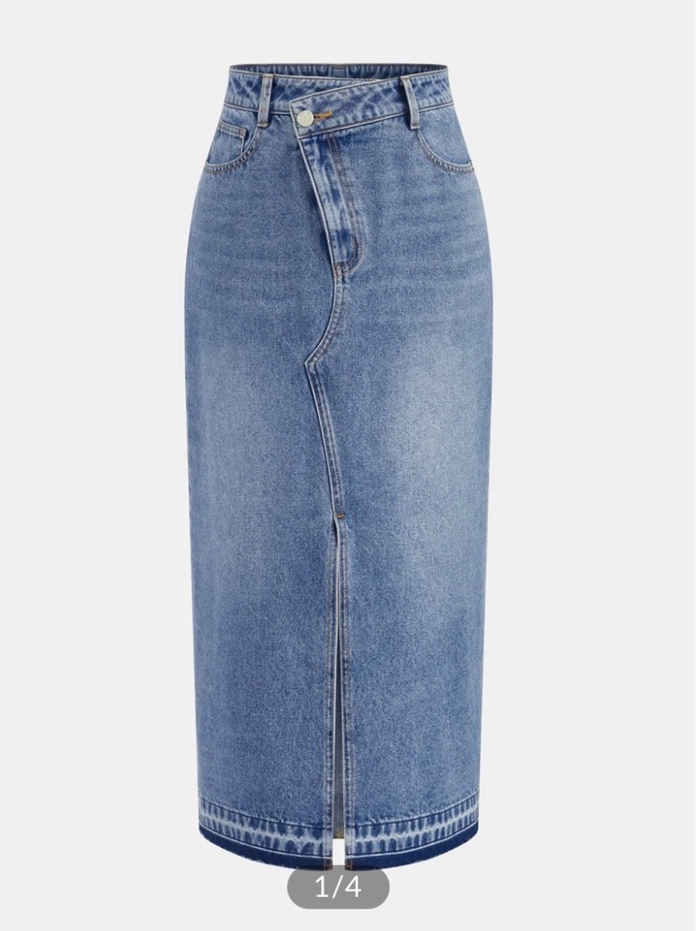 NWT Commense Denim Asymmetric Slit Midi Skirt Blue S